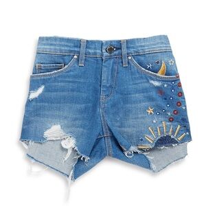 Blank NYC Girls Embroidered Denim Shorts Size 7 Cut Off